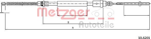 Metzger 10.6201 - Тросик, cтояночный тормоз autospares.lv