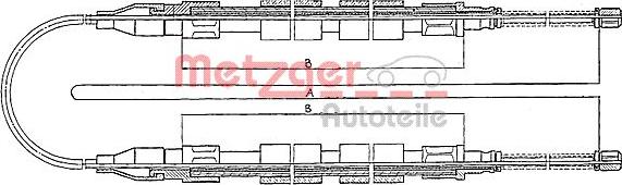 Metzger 10.741 - Тросик, cтояночный тормоз autospares.lv