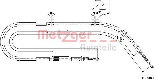 Metzger 10.7483 - Тросик, cтояночный тормоз autospares.lv
