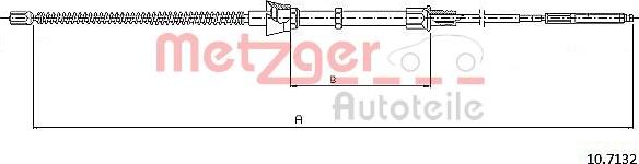 Metzger 10.7132 - Тросик, cтояночный тормоз autospares.lv