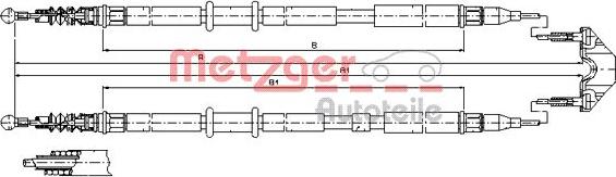 Metzger 11.5952 - Тросик, cтояночный тормоз autospares.lv