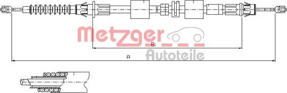 Metzger 11.5508 - Тросик, cтояночный тормоз autospares.lv