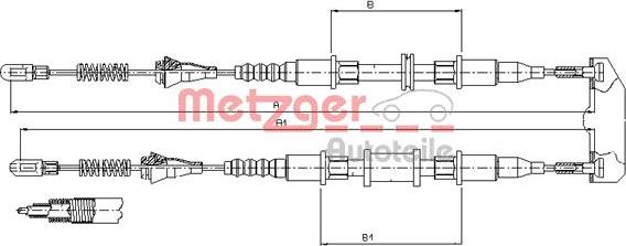 Metzger 11.5854 - Тросик, cтояночный тормоз autospares.lv