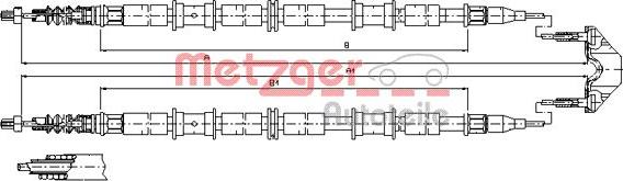 Metzger 11.5864 - Тросик, cтояночный тормоз autospares.lv