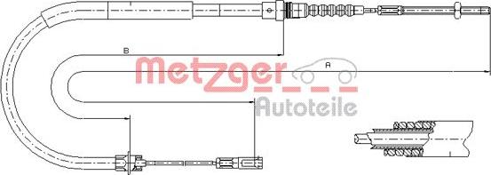 Metzger 11.6025 - Тросик, cтояночный тормоз autospares.lv