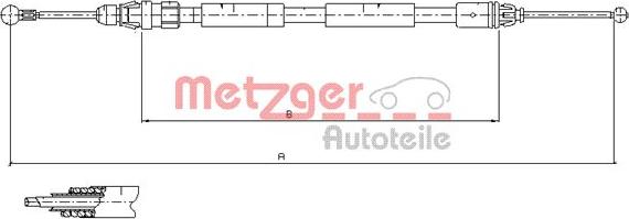 Metzger 11.6808 - Тросик, cтояночный тормоз autospares.lv