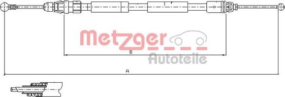 Metzger 11.6807 - Тросик, cтояночный тормоз autospares.lv