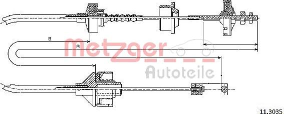 Metzger 11.3035 - Трос, управление сцеплением autospares.lv