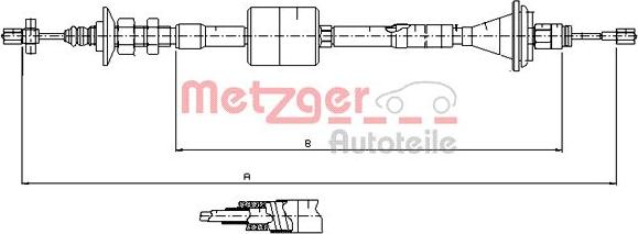 Metzger 11.2912 - Трос, управление сцеплением autospares.lv