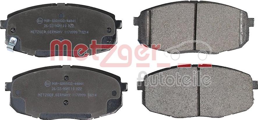 Metzger 1170999 - Тормозные колодки, дисковые, комплект autospares.lv