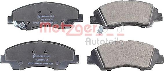 Metzger 1170959 - Тормозные колодки, дисковые, комплект autospares.lv