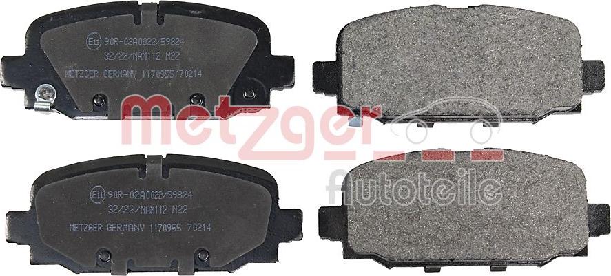 Metzger 1170955 - Тормозные колодки, дисковые, комплект autospares.lv