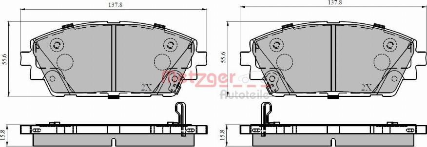 Metzger 1170952 - Тормозные колодки, дисковые, комплект autospares.lv