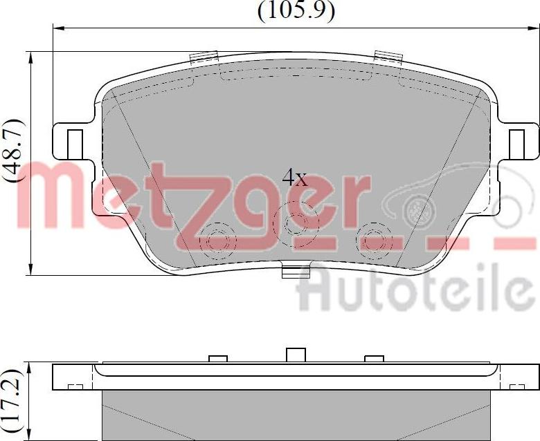 Metzger 1170957 - Тормозные колодки, дисковые, комплект autospares.lv