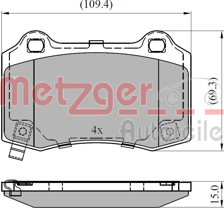 Metzger 1170964 - Тормозные колодки, дисковые, комплект autospares.lv