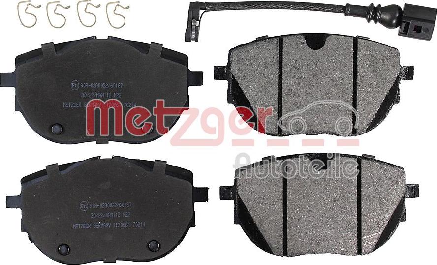 Metzger 1170961 - Тормозные колодки, дисковые, комплект autospares.lv