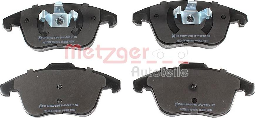 Metzger 1170968 - Тормозные колодки, дисковые, комплект autospares.lv