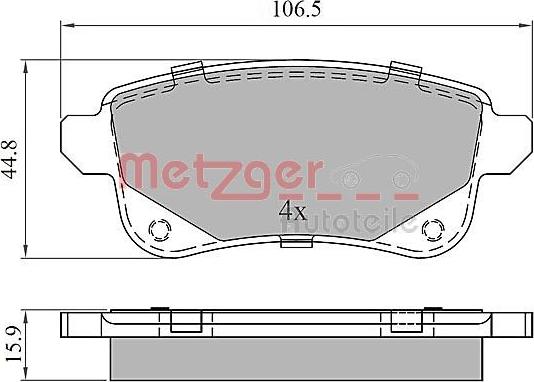 Metzger 1170909 - Тормозные колодки, дисковые, комплект autospares.lv