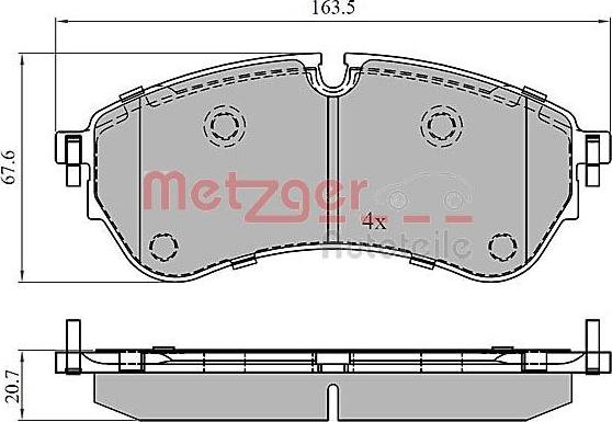 Metzger 1170906 - Тормозные колодки, дисковые, комплект autospares.lv