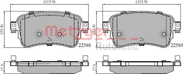 Metzger 1170901 - Тормозные колодки, дисковые, комплект autospares.lv