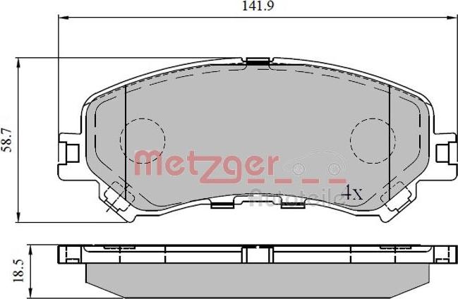 Metzger 1170908 - Тормозные колодки, дисковые, комплект autospares.lv