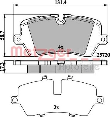 Metzger 1170902 - Тормозные колодки, дисковые, комплект autospares.lv