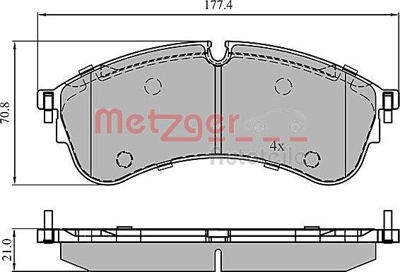 Metzger 1170907 - Тормозные колодки, дисковые, комплект autospares.lv