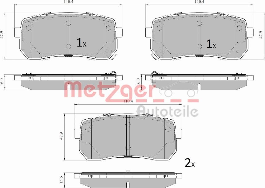 Metzger 1170914 - Тормозные колодки, дисковые, комплект autospares.lv