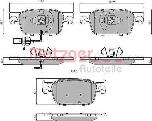 Metzger 1170910 - Тормозные колодки, дисковые, комплект autospares.lv