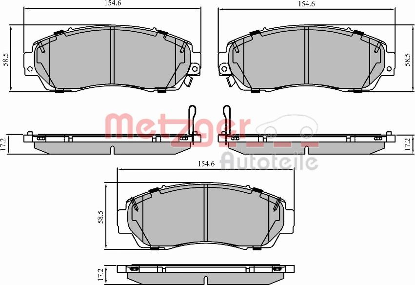 Metzger 1170911 - Тормозные колодки, дисковые, комплект autospares.lv