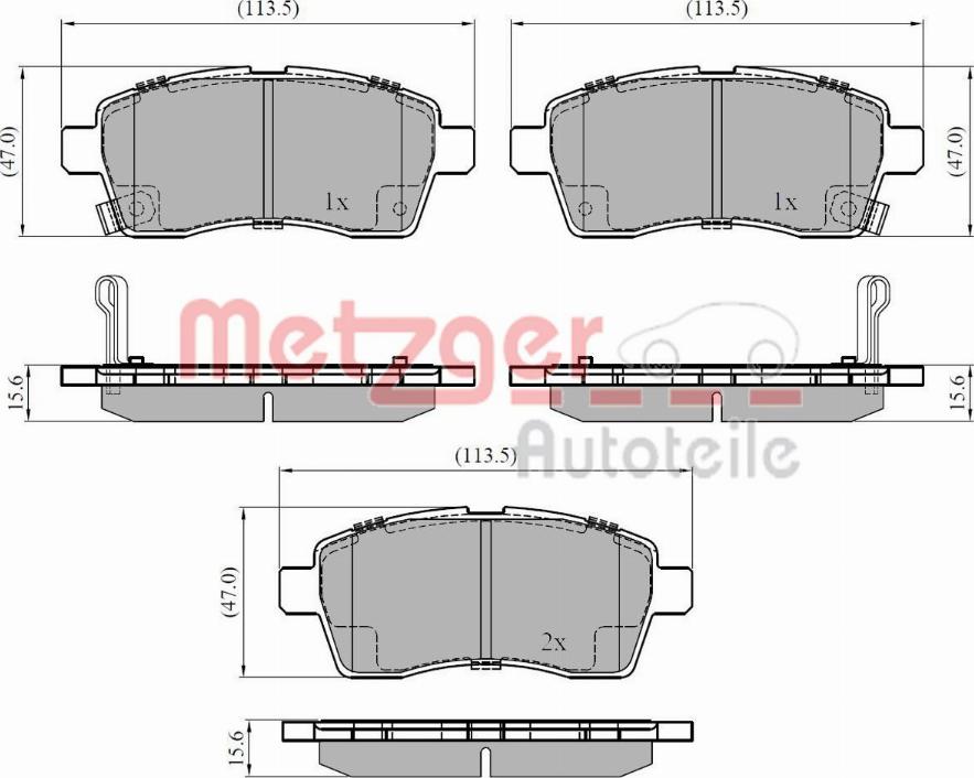 Metzger 1170917 - Тормозные колодки, дисковые, комплект autospares.lv