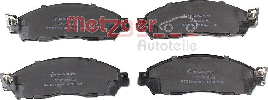 Metzger 1170981 - Тормозные колодки, дисковые, комплект autospares.lv