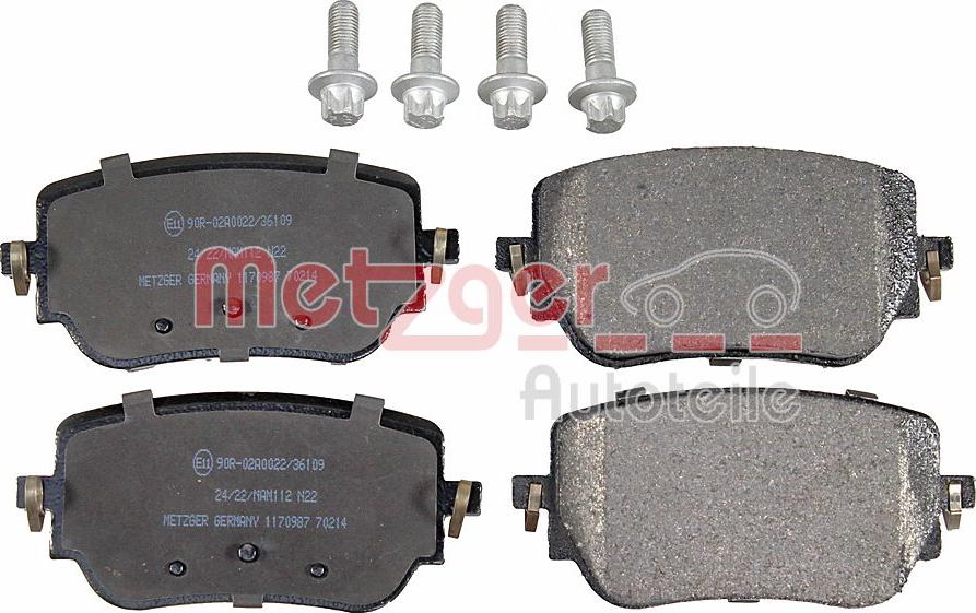 Metzger 1170987 - Тормозные колодки, дисковые, комплект autospares.lv