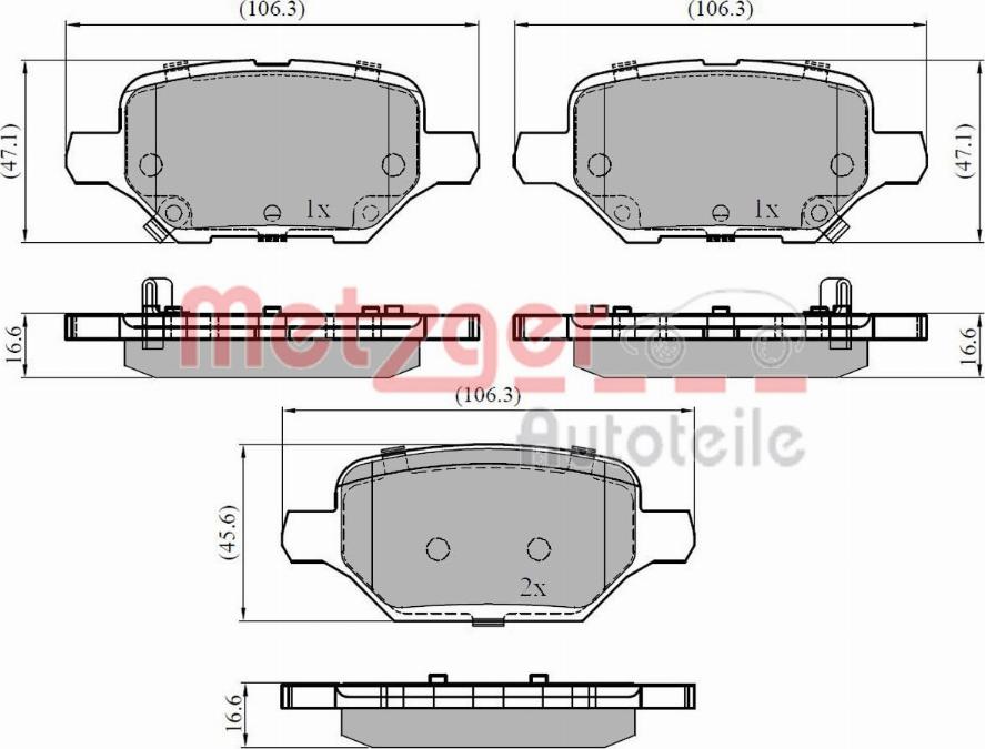 Metzger 1170932 - Тормозные колодки, дисковые, комплект autospares.lv