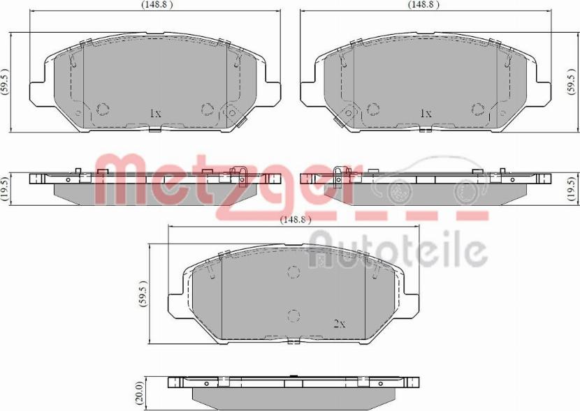 Metzger 1170929 - Тормозные колодки, дисковые, комплект autospares.lv