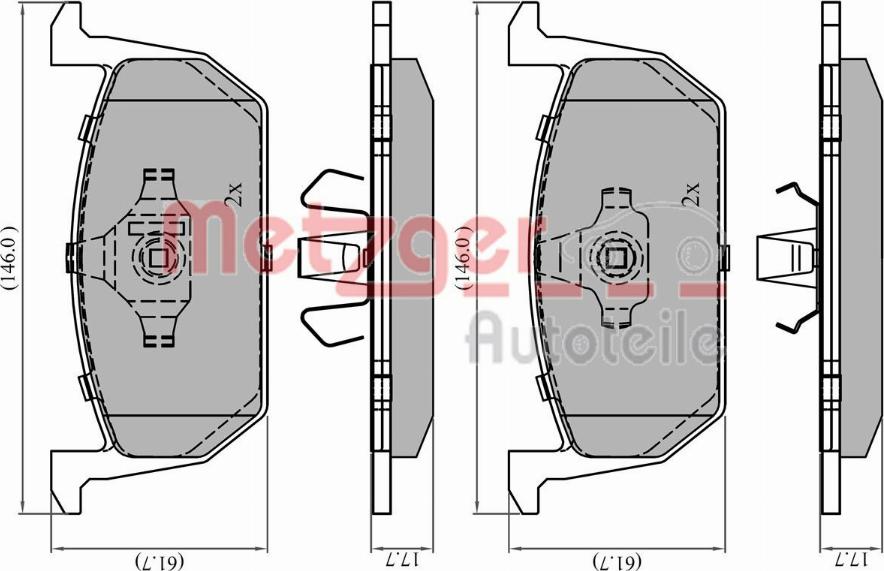 Metzger 1170925 - Тормозные колодки, дисковые, комплект autospares.lv