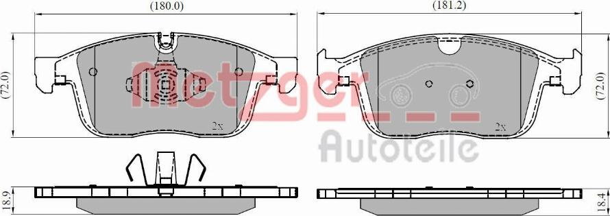 Metzger 1170923 - Тормозные колодки, дисковые, комплект autospares.lv