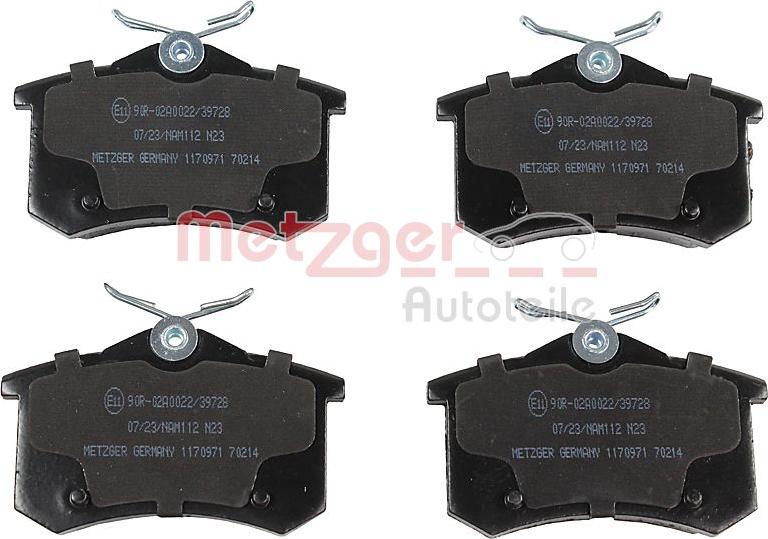 Metzger 1170971 - Тормозные колодки, дисковые, комплект autospares.lv