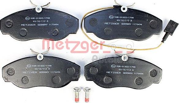 Metzger 1170494 - Тормозные колодки, дисковые, комплект autospares.lv