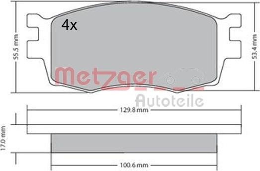 Metzger 1170441 - Тормозные колодки, дисковые, комплект autospares.lv