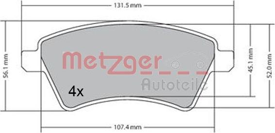 Metzger 1170442 - Тормозные колодки, дисковые, комплект autospares.lv