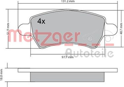 Metzger 1170458 - Тормозные колодки, дисковые, комплект autospares.lv