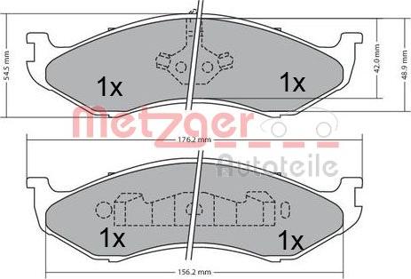 Metzger 1170452 - Тормозные колодки, дисковые, комплект autospares.lv