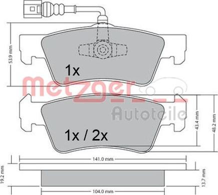 Metzger 1170465 - Тормозные колодки, дисковые, комплект autospares.lv