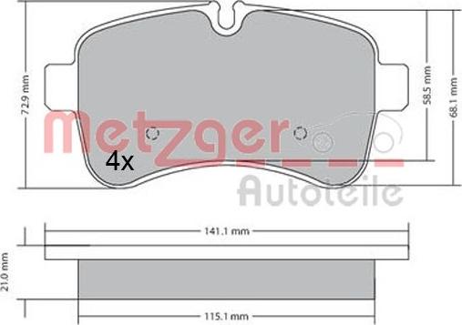 Metzger 1170466 - Тормозные колодки, дисковые, комплект autospares.lv