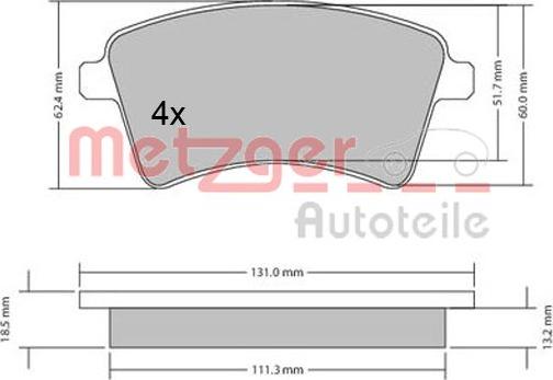 Metzger 1170467 - Тормозные колодки, дисковые, комплект autospares.lv