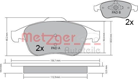 Metzger 1170409 - Тормозные колодки, дисковые, комплект autospares.lv