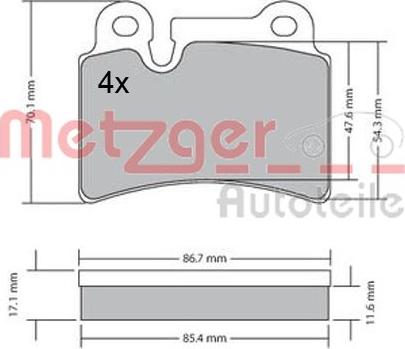 Metzger 1170408 - Тормозные колодки, дисковые, комплект autospares.lv