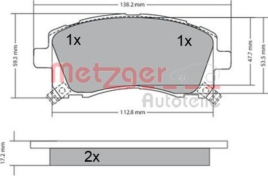 Metzger 1170416 - Тормозные колодки, дисковые, комплект autospares.lv