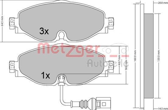 Metzger 1170411 - Тормозные колодки, дисковые, комплект autospares.lv